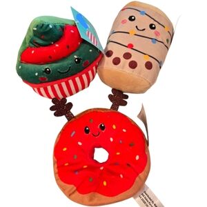 3 Mini Stuffed Toys Plush All For 1 Price Christmas Food - Decor Or Play